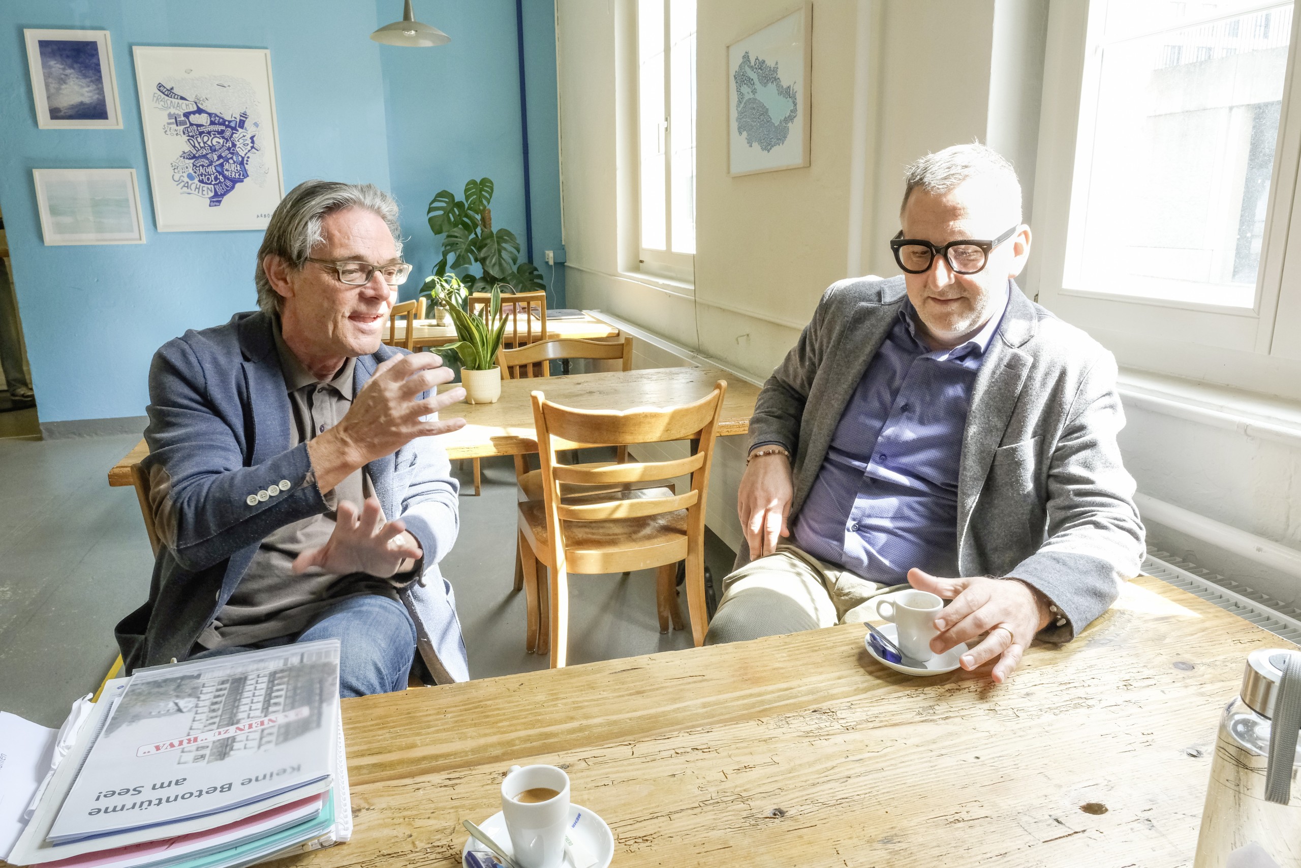 Zwei, die sich in der Diskussion nichts schenken: Jürg Niggli (l.) und Cyrill Stadler über Pro und Contra des «Riva».