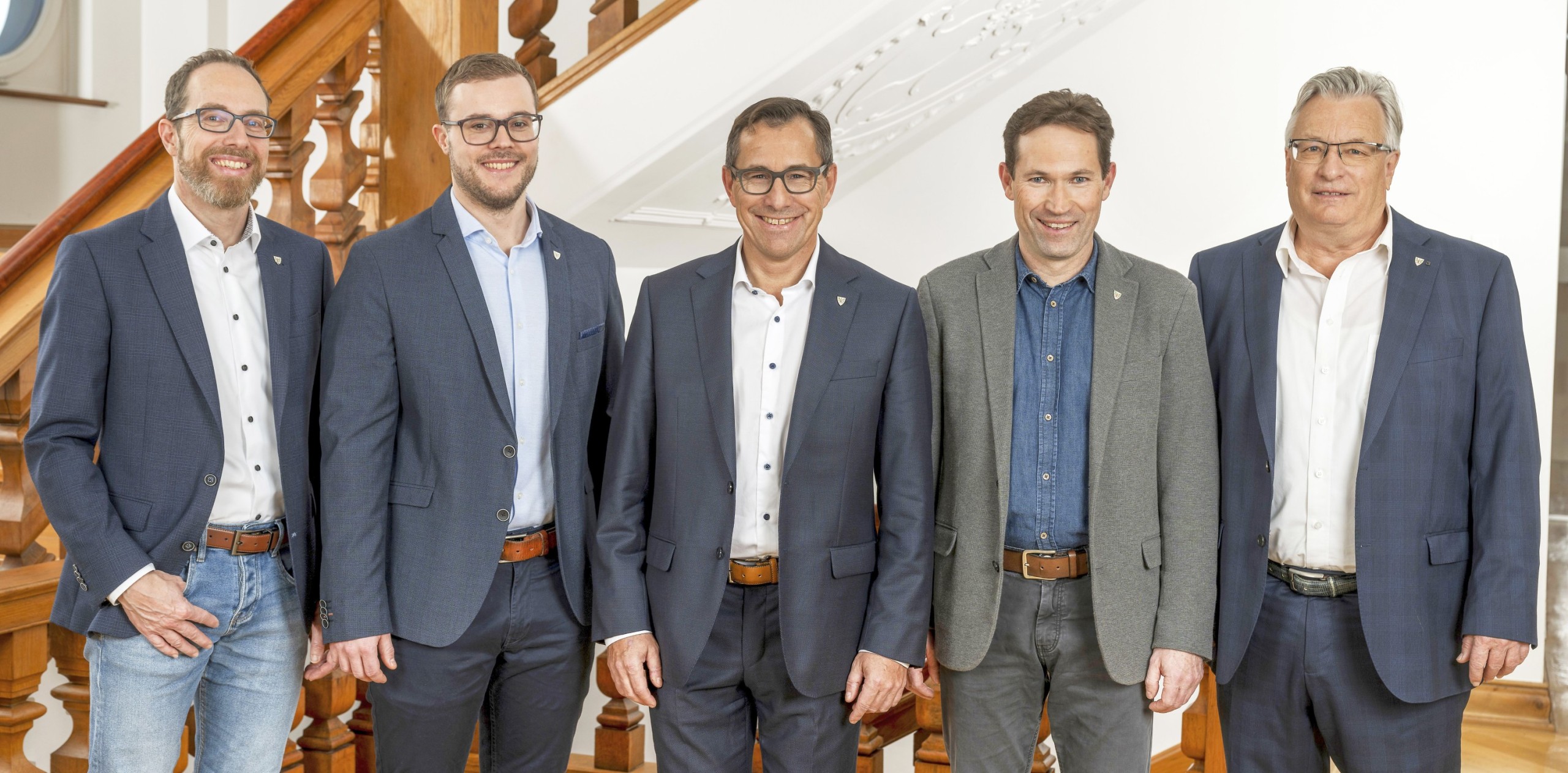 Daniel Bachofen (SP), Reto Neuber (Die Mitte), René Walther (FDP) und Didi Feuerle (Die Grünen, v.l.) treten an den Gesamterneuerungswahlen Anfang 2027 wieder für den Stadtrat an. Luzi Schmid wird nicht mehr kandidieren.