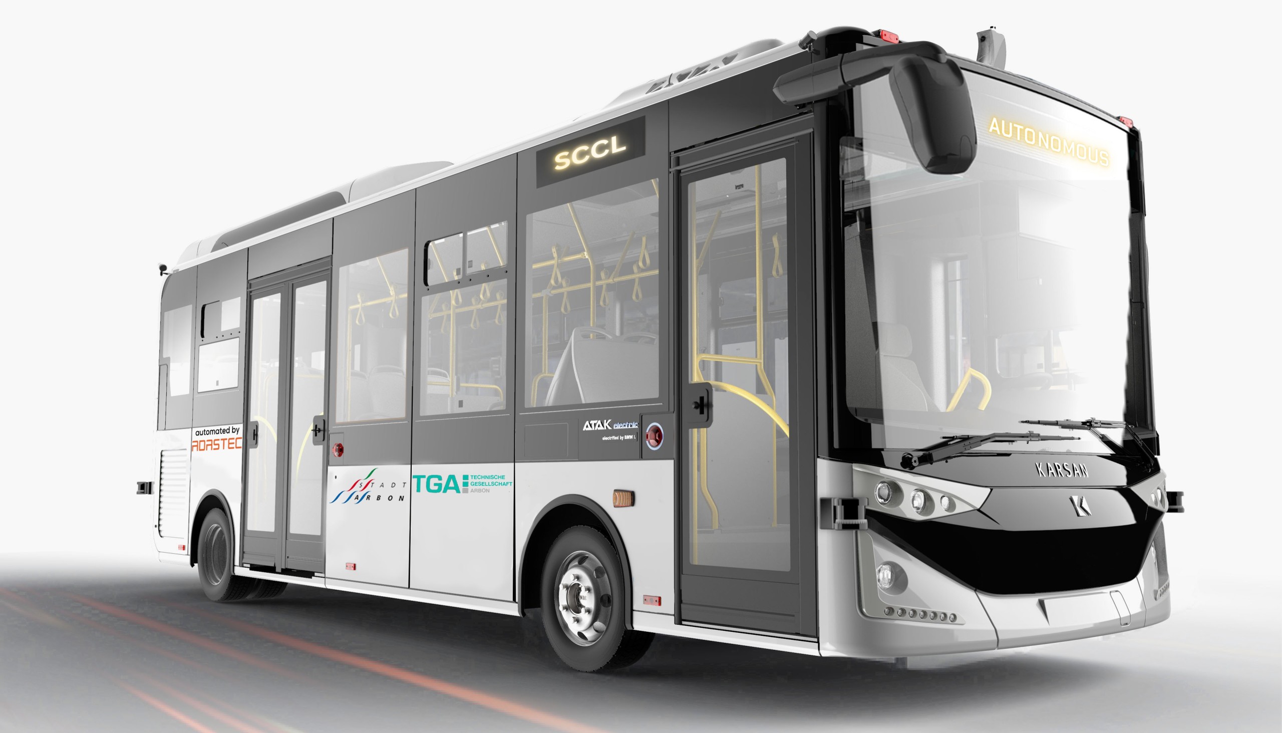 Der selbstfahrende Bus soll Firmen und Vereinen als Werbefläche dienen.